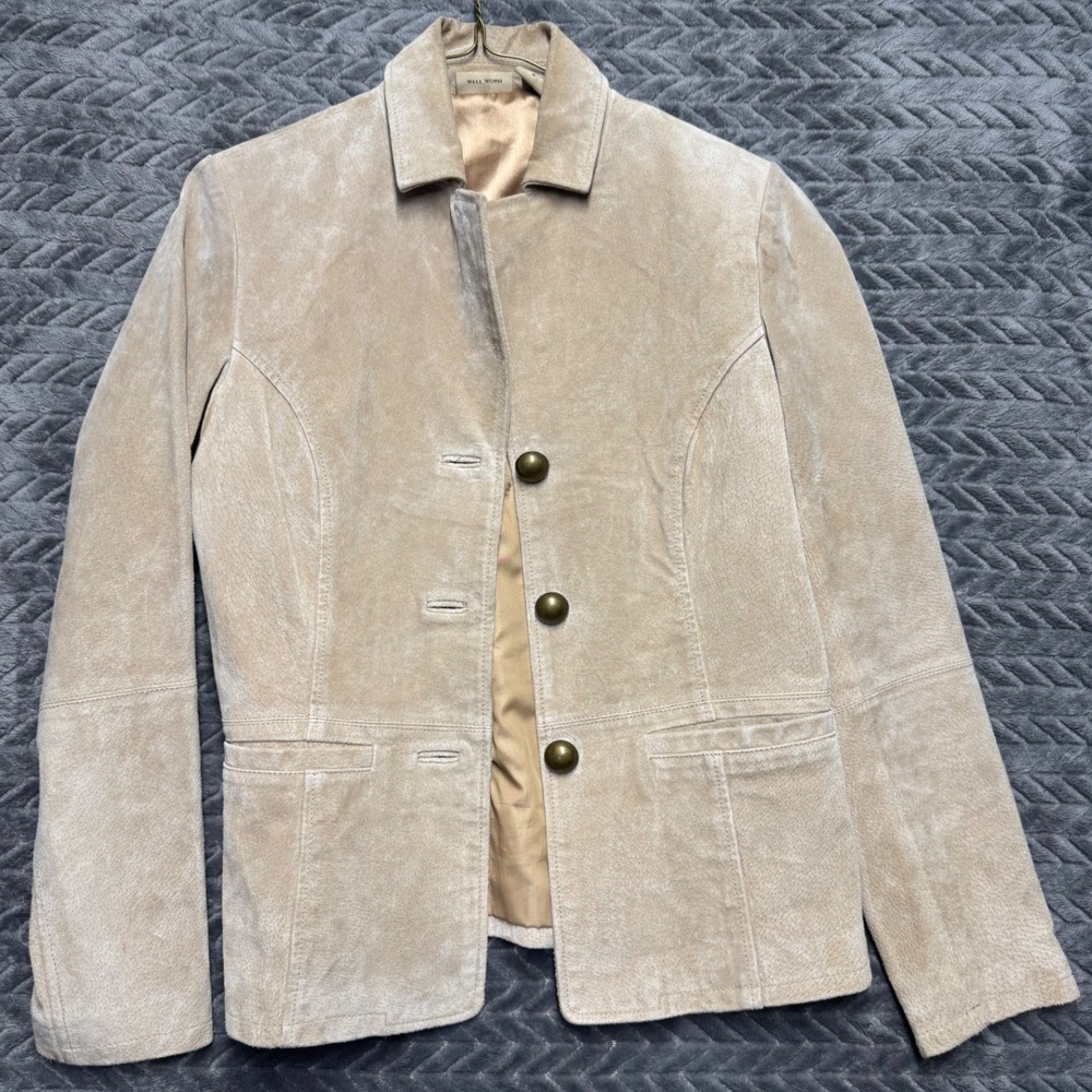 RuffHewn Well Worn Womens Tan Suede Leather‎ Jacket Blazer Size S (1490)